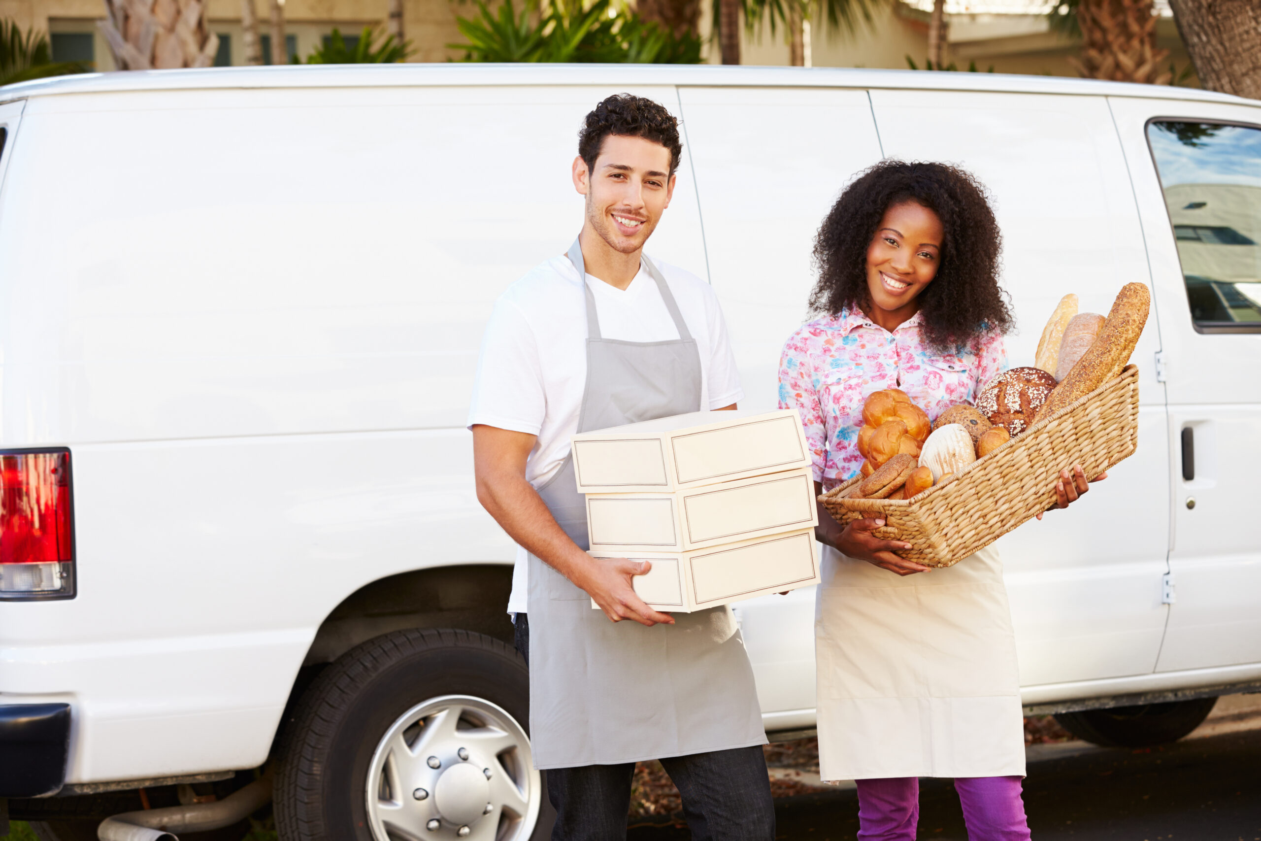 Bakers,Unloading,Bread,And,Cakes,From,Van Bakers,Unloading,Bread,And,Cakes,From,Van